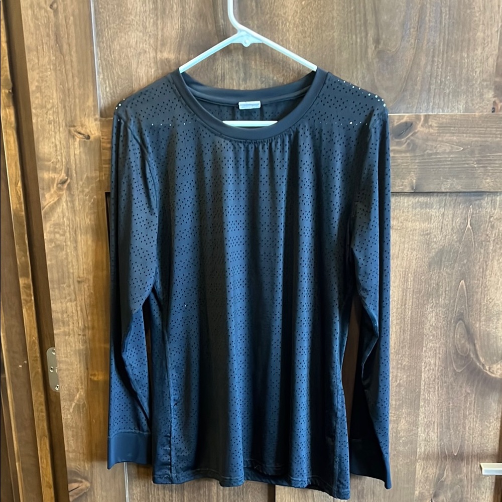 Black Relaxed Long Sleeve Blouse